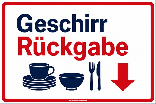 Hinweisschild geschirr - hinweisschild,