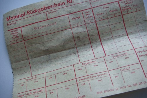 Ddr material rückgabeschein - material,